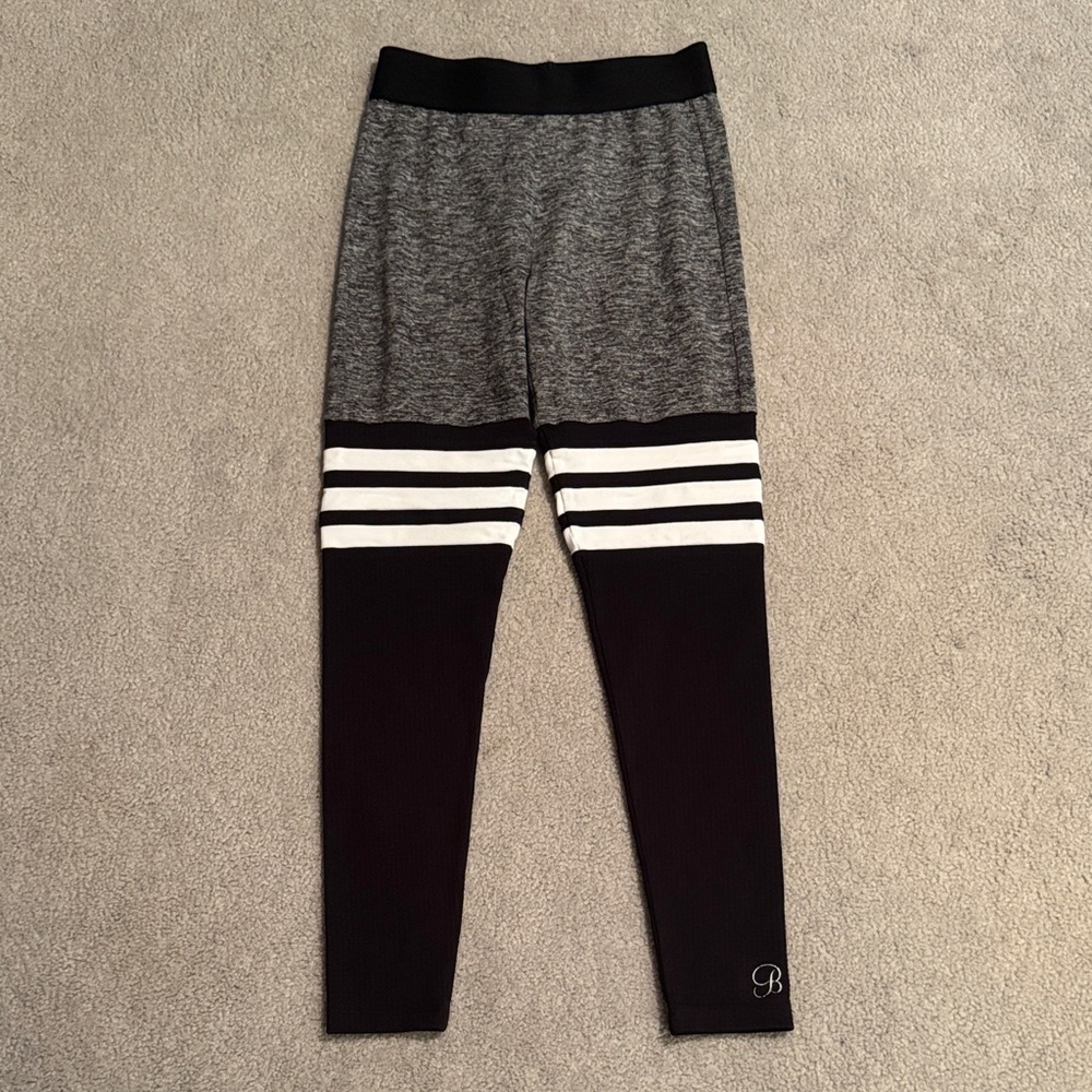 Bombshell Sportswear Black and Gray Thigh High leggings Vintage! Small EUC